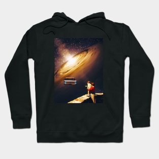 Our Ride To The Galaxy - Space Collage, Retro Futurism, Sci-Fi Hoodie